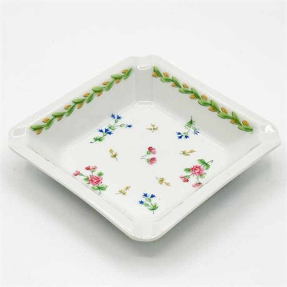 Bernardaud Limoges France Poe Square Porcelain Ashtray Trinket Dish 3.5x3.5x1